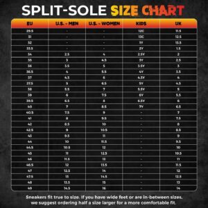 Split Sole Size Chart