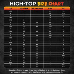 Fuego High Top Size Chart